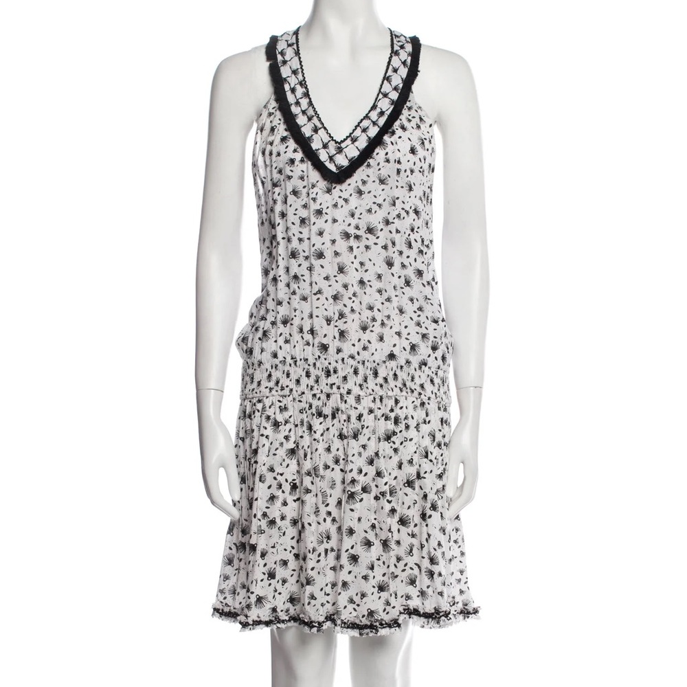 POUPETTE ST BARTH MINI PRINTED PLEATED RACERBACK DRESS XS